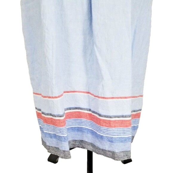 J Jill Love Linen Sleeveless Shift Dress Size XL Blue Midi V Neck Pockets - Picture 7 of 9